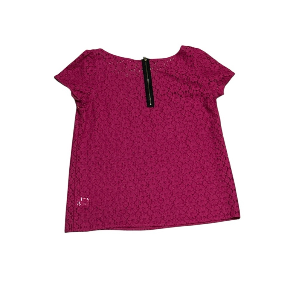 Lilly Pulitzer Floral Eyelet Lace Pink Short Sleeve Top Blouse - Picture 4 of 5